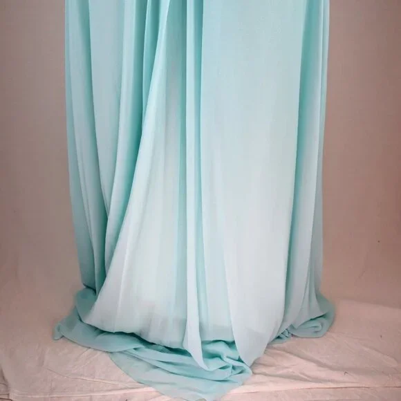 NWT Terani Couture Strapless Blue Gold Jeweled Formal Gown $495